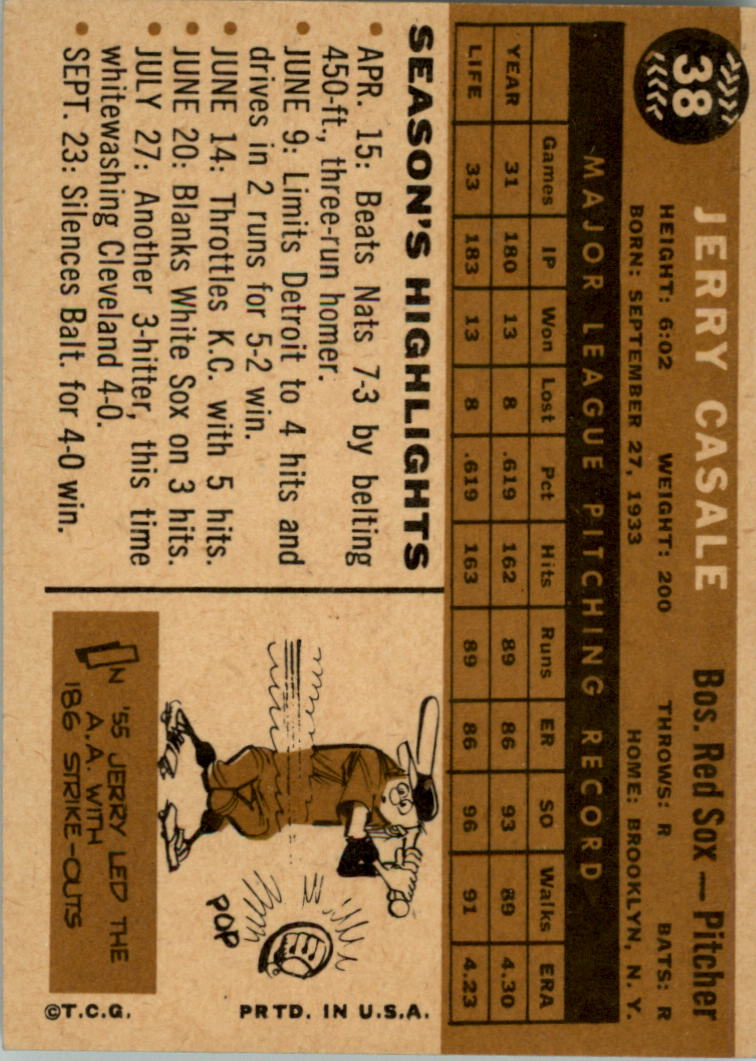 1960 Topps #38 Jerry Casale back image