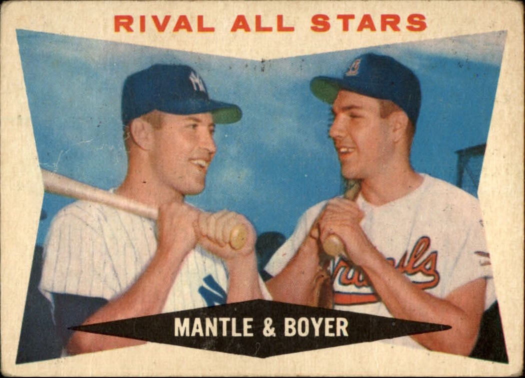 1960 Topps #160 Rival All-Stars/Mickey Mantle/Ken Boyer - VG display picture 1