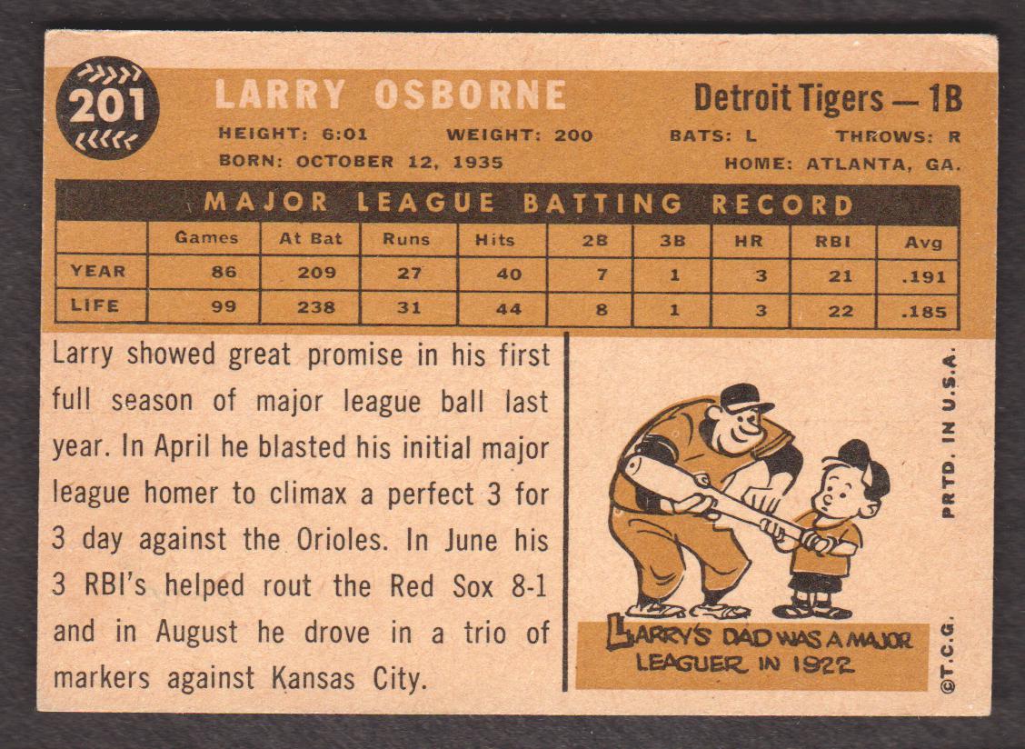 1960 Topps #201 Larry Osborne back image