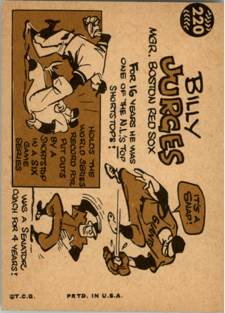 1960 Topps #220 Billy Jurges MG back image