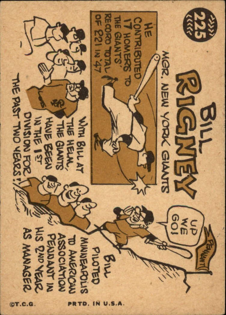 1960 Topps #225 Bill Rigney MG back image