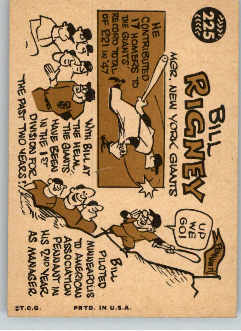 1960 Topps #225 Bill Rigney MG back image