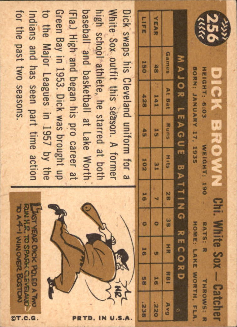 1960 Topps #256 Dick Brown back image