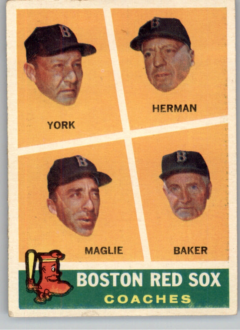 1960 Topps #456 Red Sox Coaches/Rudy York/Billy Herman/Sal Maglie/Del Baker