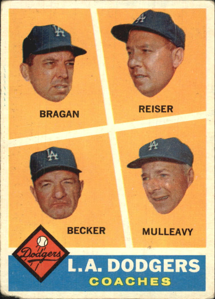 1960 Topps #463 Dodgers Coaches/Bobby Bragan/Pete Reiser/Joe Becker/Greg Mulleavy