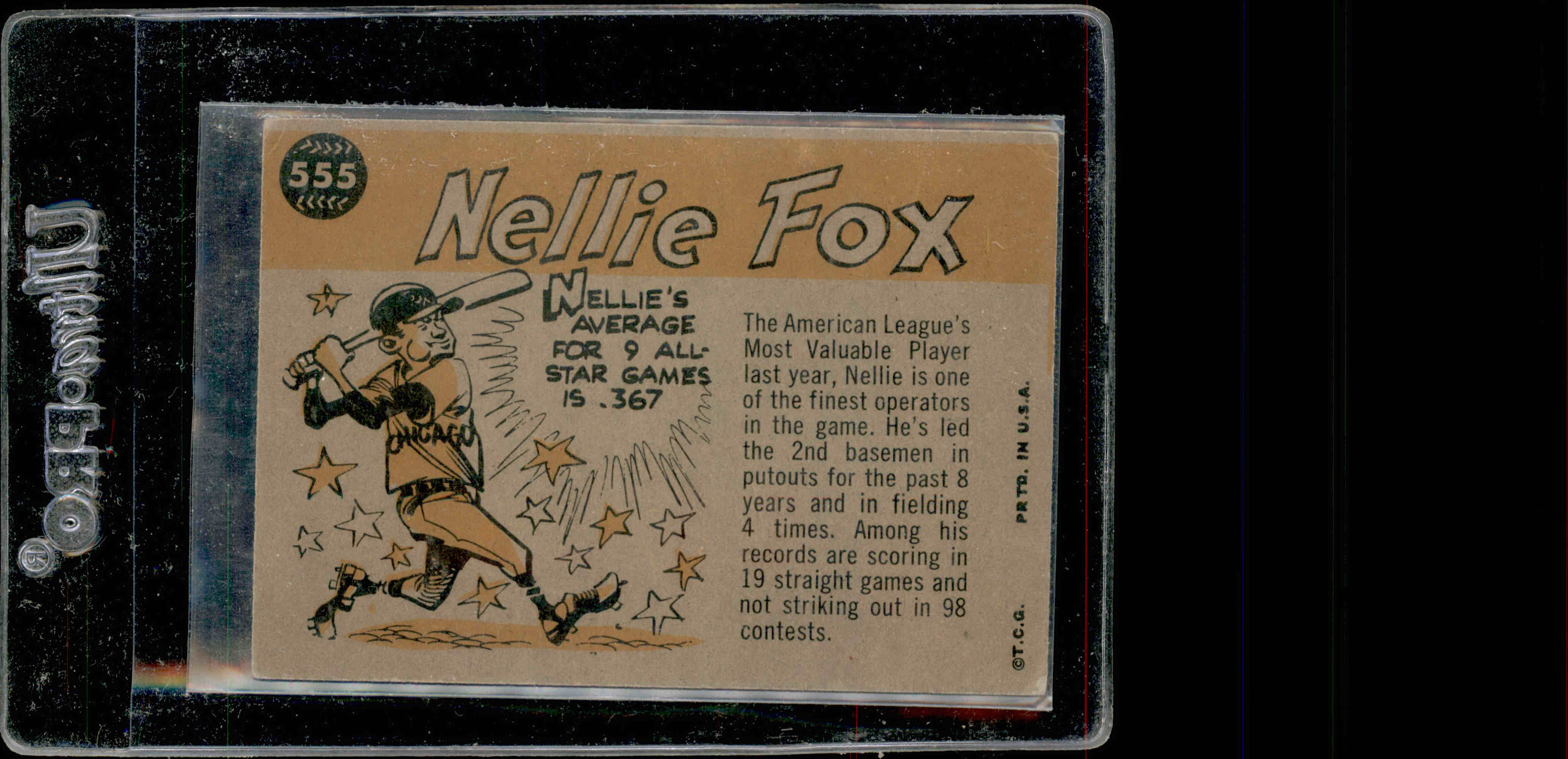 1960 Topps #555 Nellie Fox AS back image