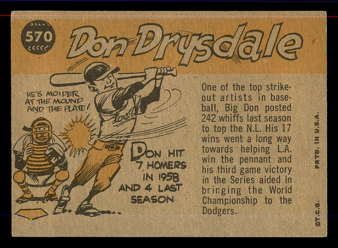 1960 Topps #570 Don Drysdale AS back image