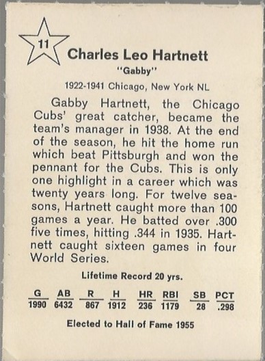 1961 Golden Press #11 Gabby Hartnett back image