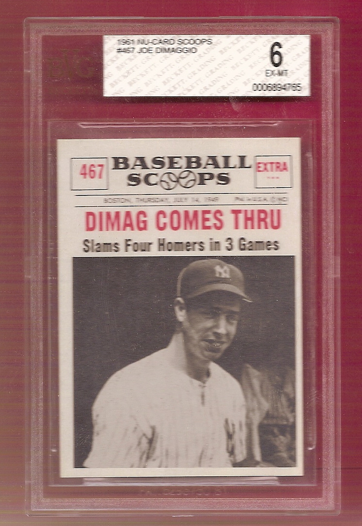 1961 Nu-Card Scoops #467 Joe DiMaggio/(Four Homers)