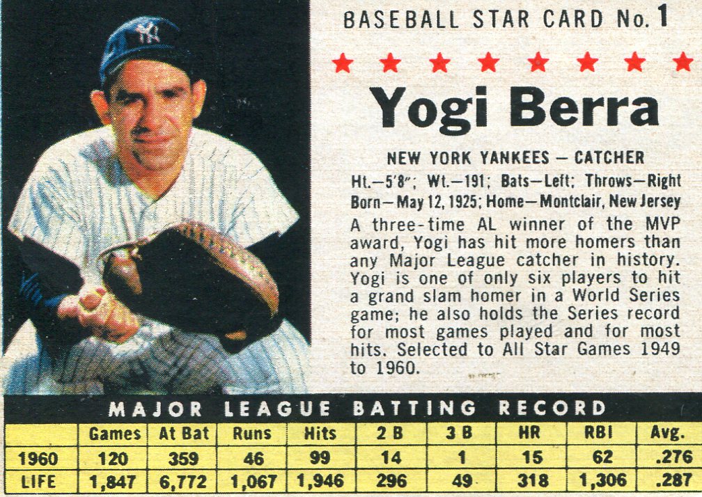 1961 Post #1B Yogi Berra BOX - EX