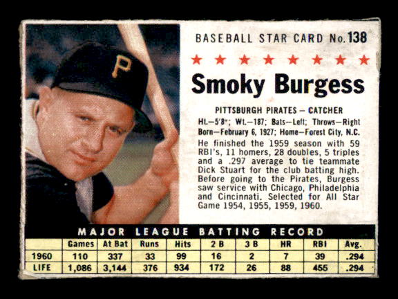 1961 Post #138B Smoky Burgess BOX