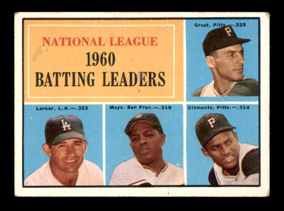 1961 Topps #41 NL Batting Leaders/Dick Groat/Norm Larker/Willie Mays/Roberto Clemente