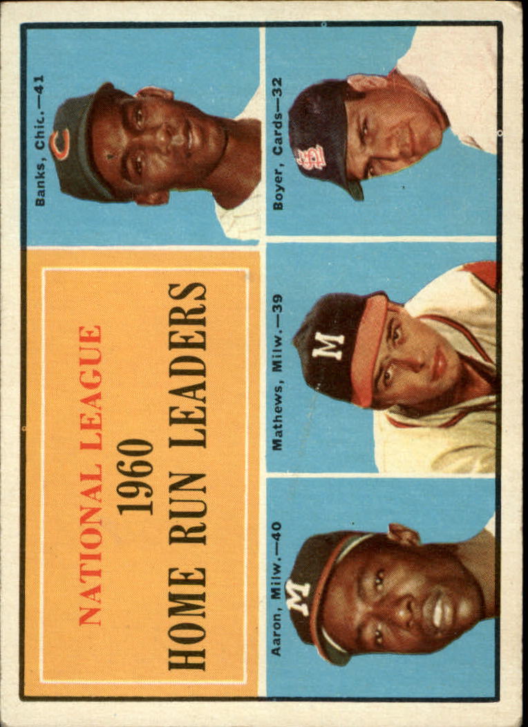 1961 Topps #43 NL Home Run Leaders/Ernie Banks/Hank Aaron/Ed Mathews/Ken Boyer