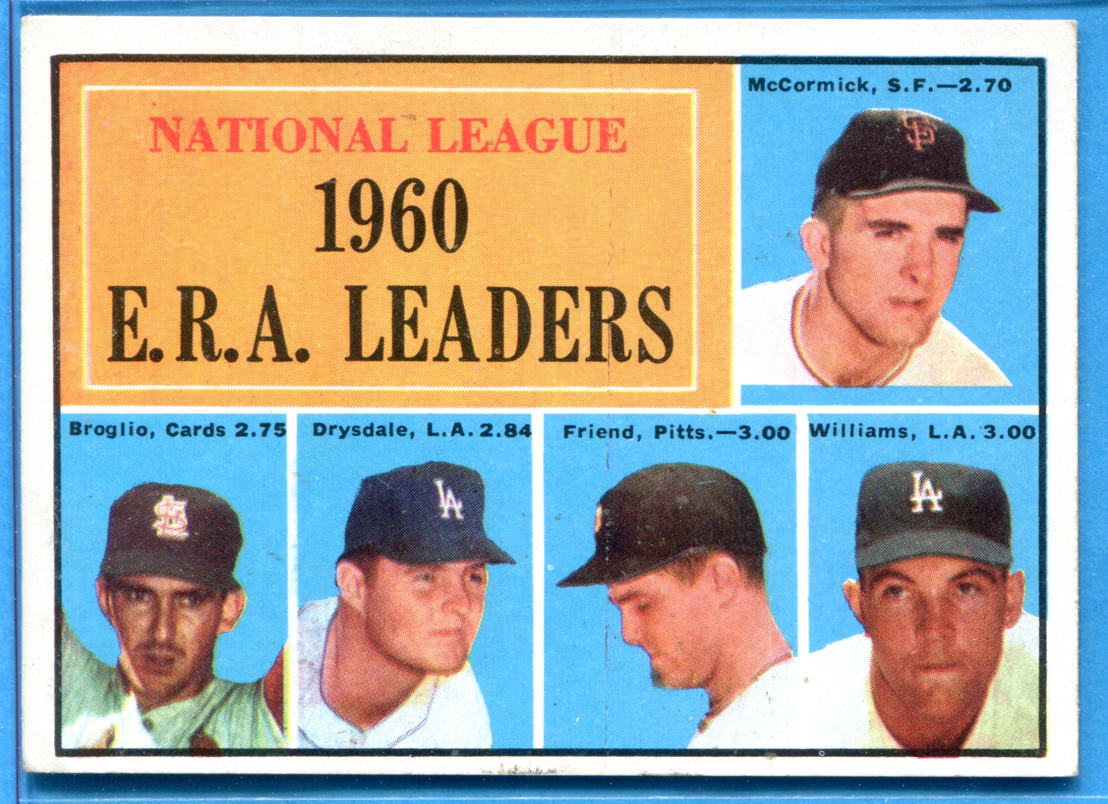 1961 Topps #45 NL ERA Leaders/Mike McCormick/Ernie Broglio/Don Drysdale/Bob Friend/Stan Williams