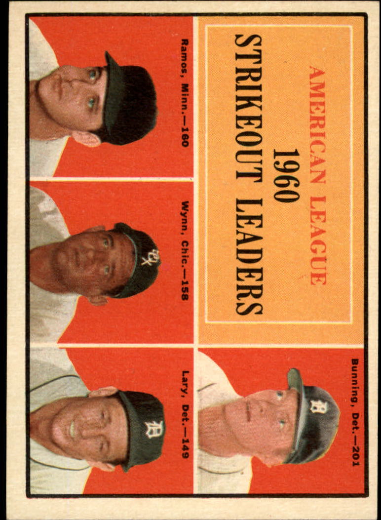 1961 Topps #50 AL Strikeout Leaders/Jim Bunning/Pedro Ramos/Early Wynn/Frank Lary