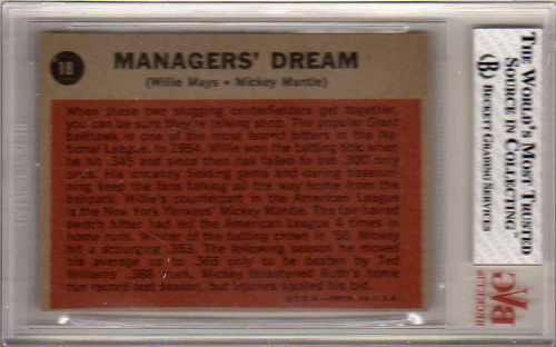1962 Topps #18 Managers Dream/Mickey Mantle/Willie Mays back image