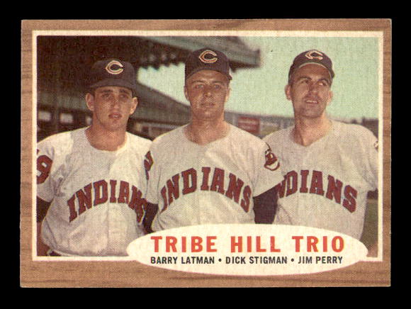 1962 Topps #37 Tribe Hill Trio/Barry Latman/Dick Stigman/Jim Perry