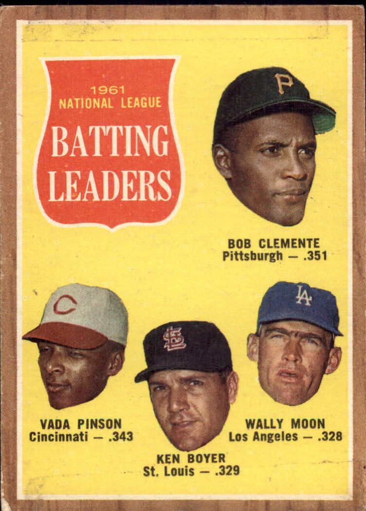 1962 Topps #52 NL Batting Leaders/Roberto Clemente/Vada Pinson/Ken Boyer/Wally Moon