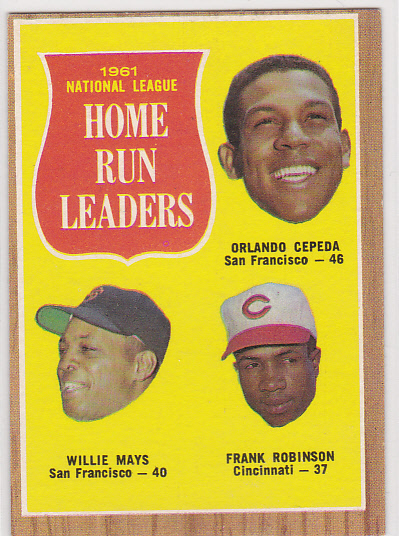 1962 Topps #54 NL Home Run Leaders/Orlando Cepeda/Willie Mays/Frank Robinson