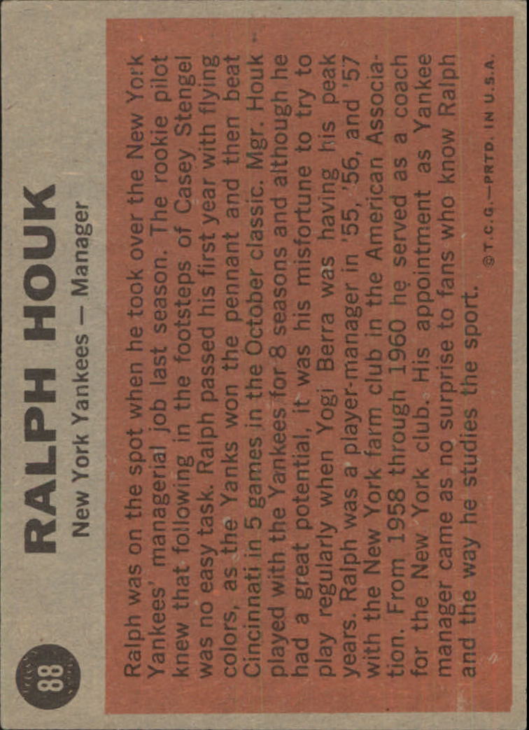 1962 Topps #88 Ralph Houk MG/Berra in background back image