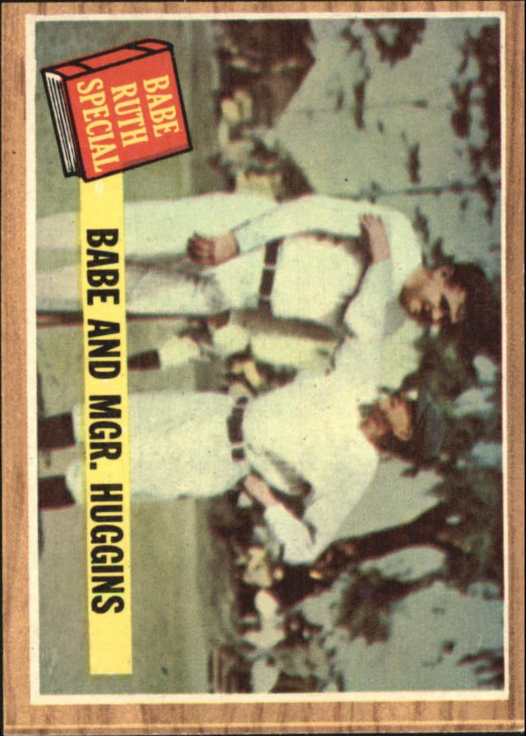 1962 Topps #137A Babe Ruth Special 3/Babe with Mgr. Huggins/Green Tint