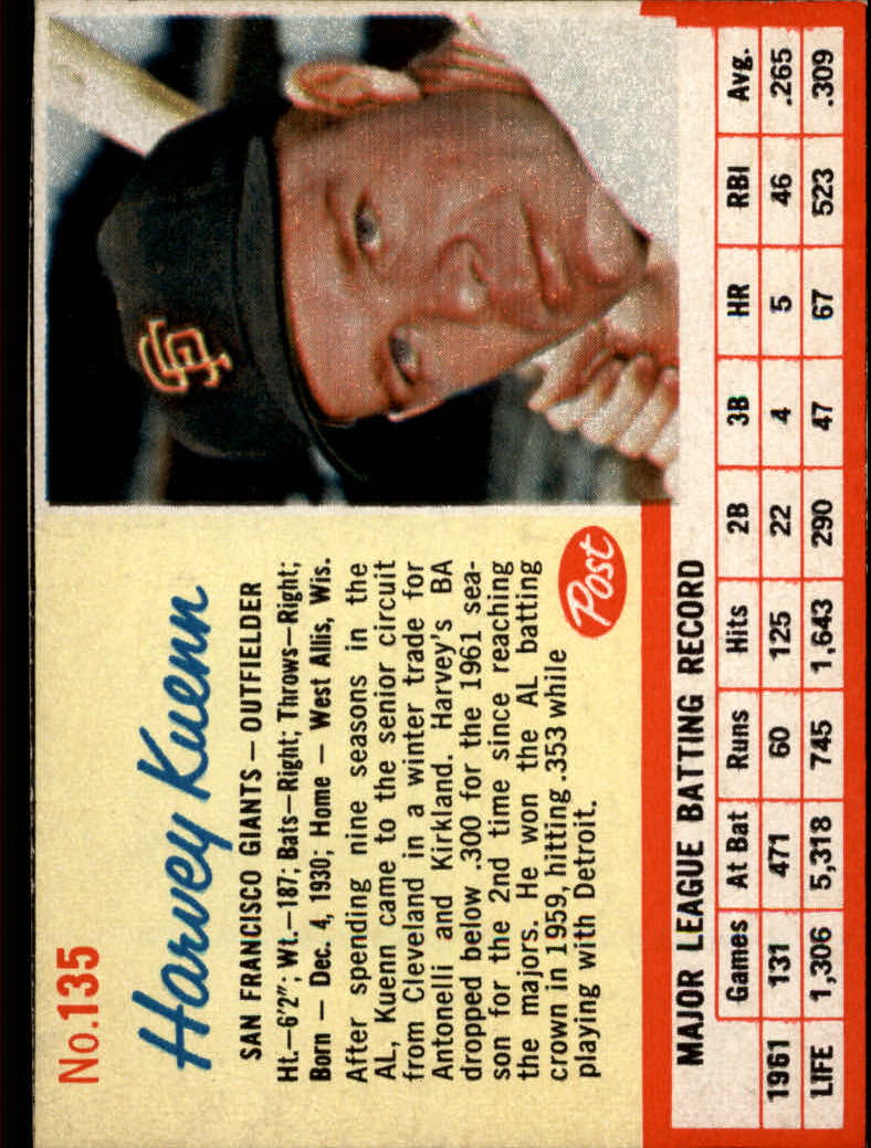 1962 Post #135 Harvey Kuenn