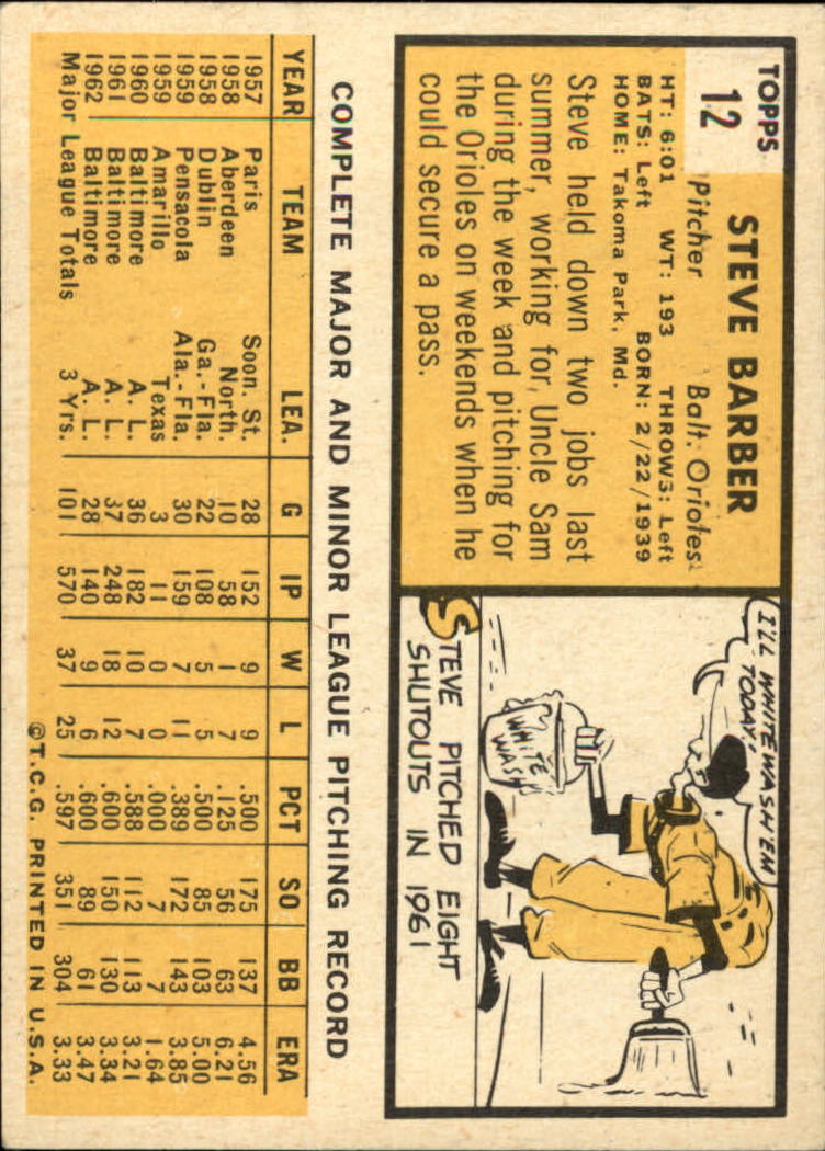 1963 TOPPS BASEBALL ASSORTED SINGLES U-PICK #2-73 - Picture 25 of 483