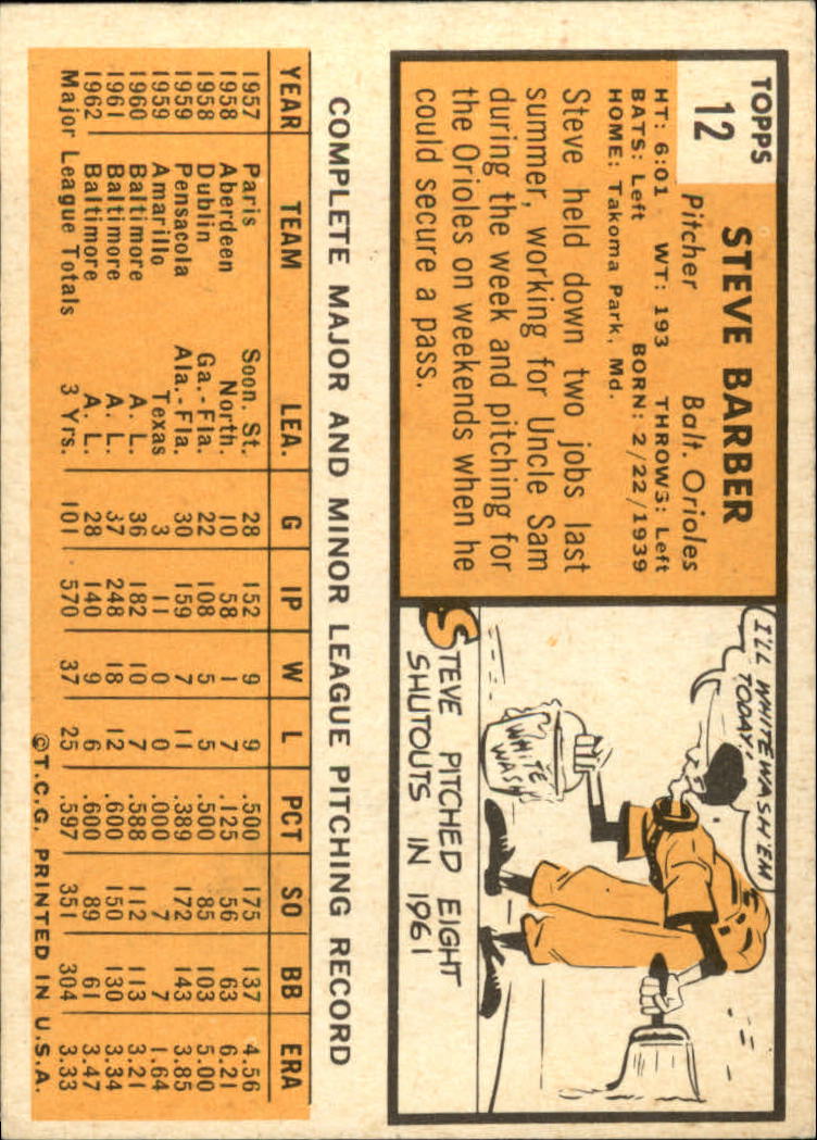 1963 TOPPS BASEBALL ASSORTED SINGLES U-PICK #2-73 - Picture 27 of 483