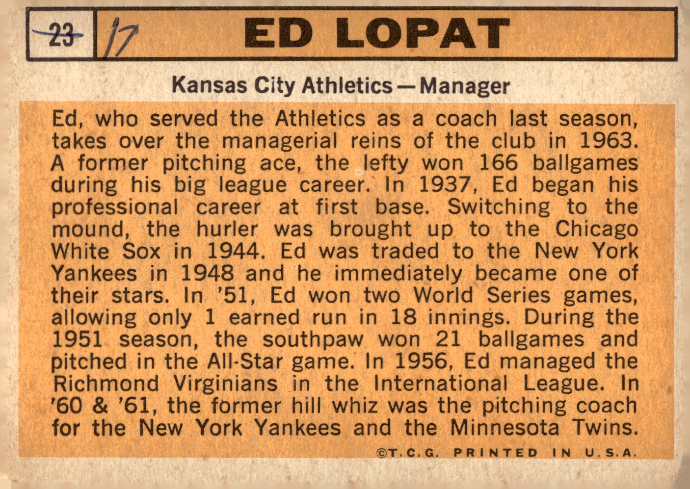 1963 TOPPS BASEBALL ASSORTED SINGLES U-PICK #2-73 - Picture 106 of 483