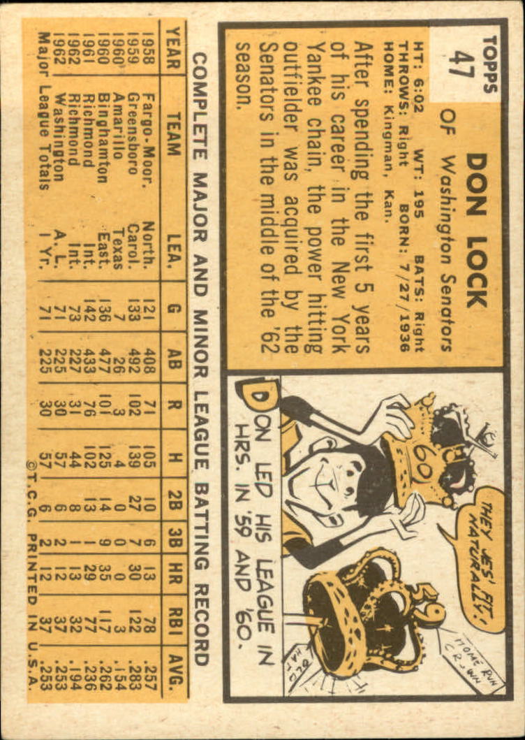 1963 TOPPS BASEBALL ASSORTED SINGLES U-PICK #2-73 - Picture 281 of 483