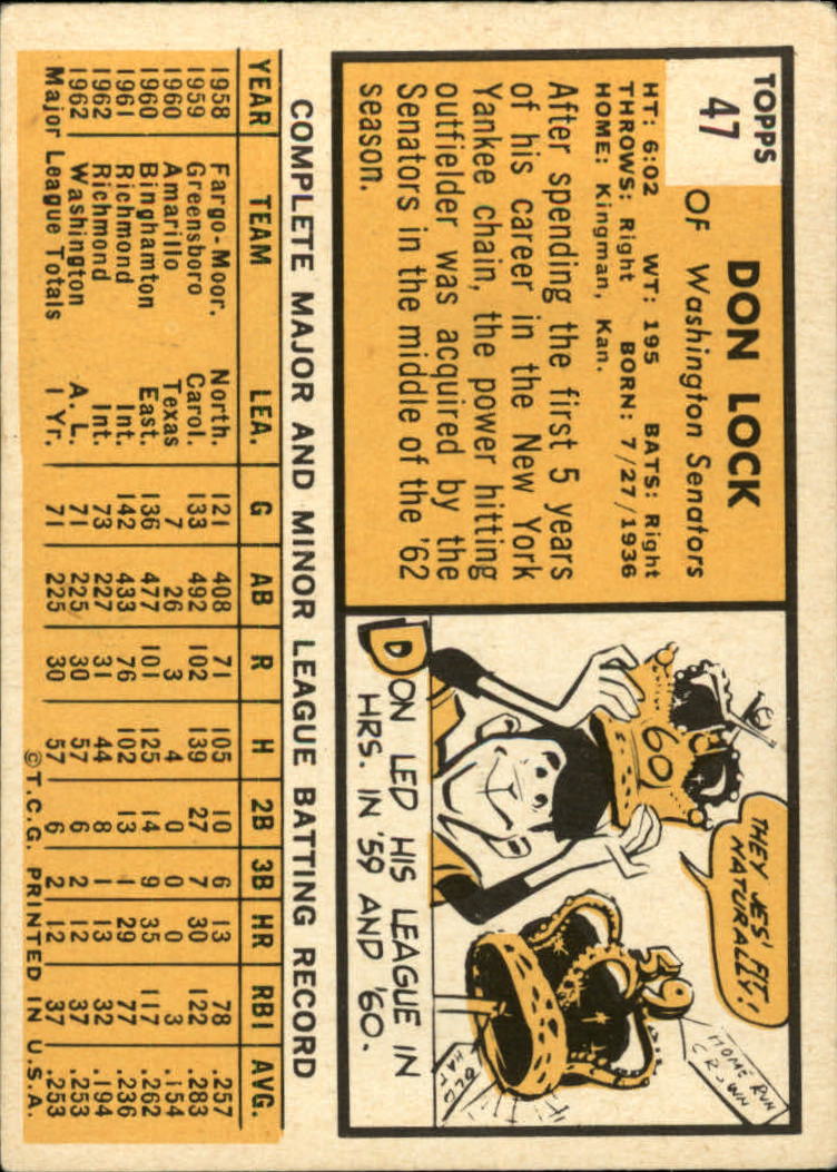 1963 TOPPS BASEBALL ASSORTED SINGLES U-PICK #2-73 - Picture 285 of 483