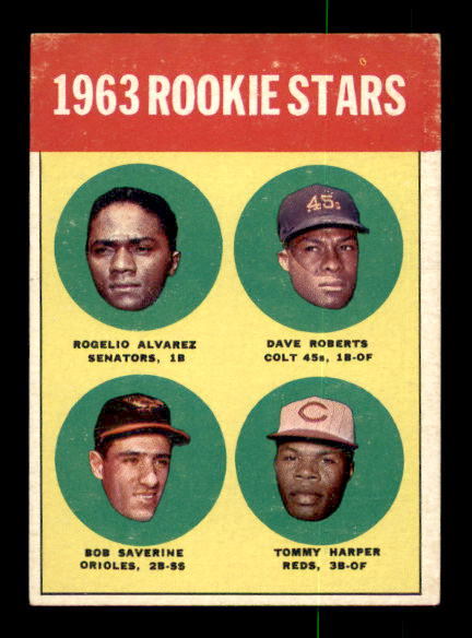1963 Topps #158 Rookie Stars/Rogelio Alvares RC/Dave Roberts RC/Tommy Harper RC/Bob Saverine RC