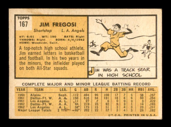 1963 Topps #167 Jim Fregosi back image