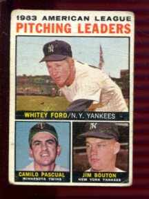 1964 Topps #4 AL Pitching Leaders/Whitey Ford/Camilo Pascual/Jim Bouton