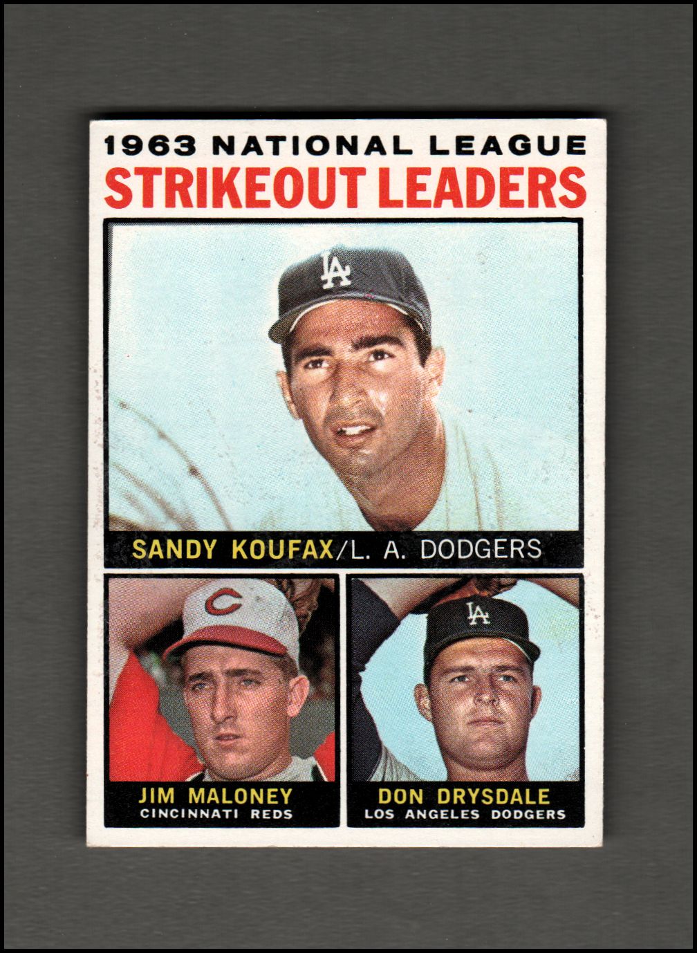 1964 Topps #5 NL Strikeout Leaders/Sandy Koufax/Jim Maloney/Don Drysdale