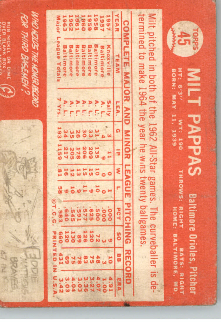1964 Topps Baseball verschiedene Singles zur Auswahl #1-107 - Bild 189 von 497