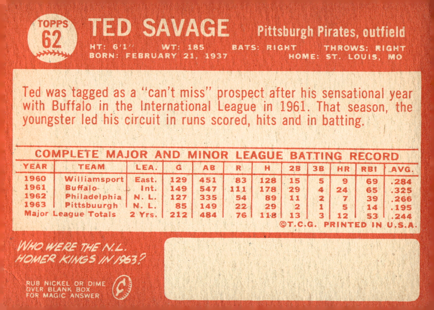 1964 Topps Baseball verschiedene Singles zur Auswahl #1-107 - Bild 265 von 497