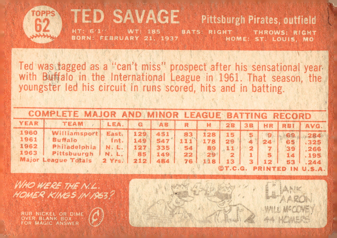 1964 Topps Baseball verschiedene Singles zur Auswahl #1-107 - Bild 267 von 497