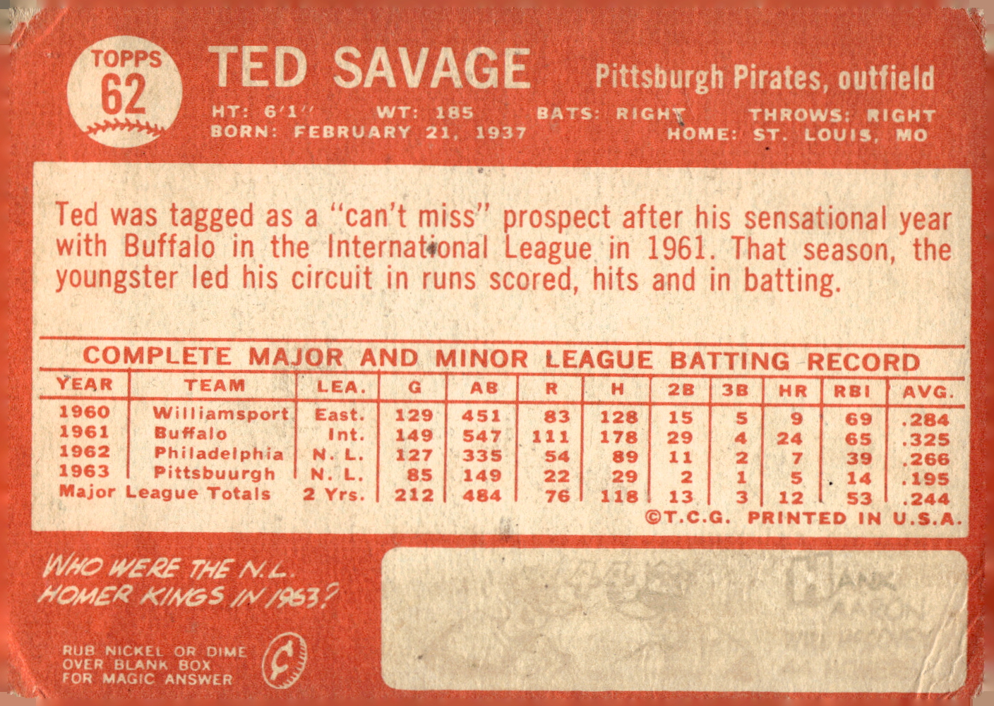 1964 Topps Baseball verschiedene Singles zur Auswahl #1-107 - Bild 269 von 497