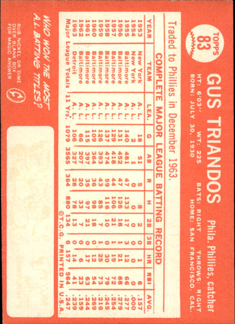 1964 Topps Baseball verschiedene Singles zur Auswahl #1-107 - Bild 375 von 497