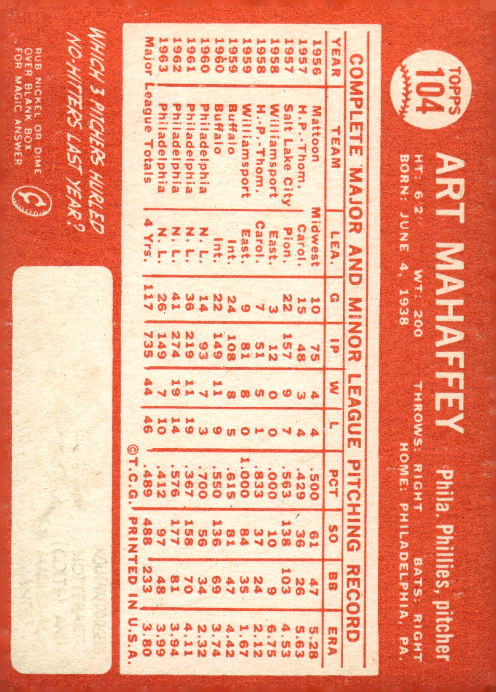1964 Topps Baseball verschiedene Singles zur Auswahl #1-107 - Bild 483 von 497