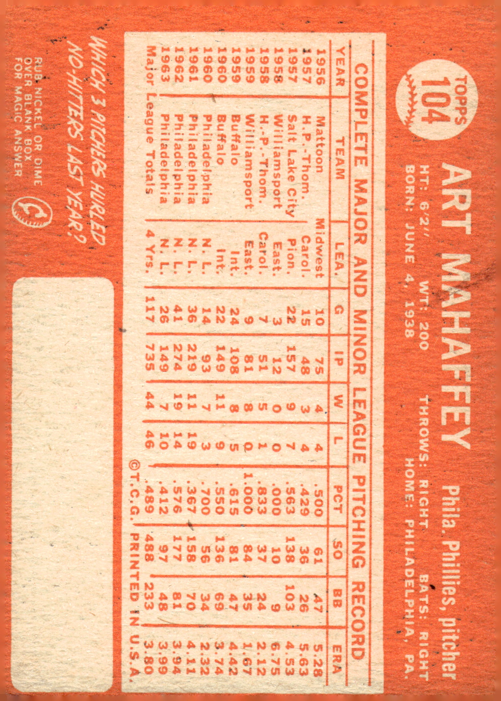 1964 Topps Baseball verschiedene Singles zur Auswahl #1-107 - Bild 485 von 497