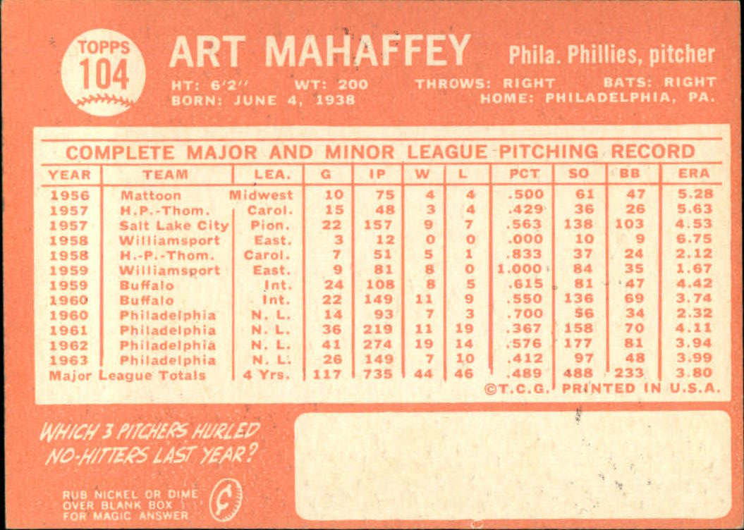 1964 Topps Baseball verschiedene Singles zur Auswahl #1-107 - Bild 479 von 497