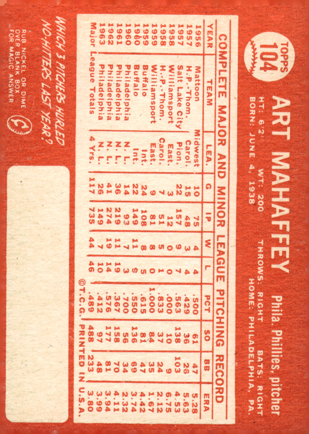 1964 Topps Baseball verschiedene Singles zur Auswahl #1-107 - Bild 481 von 497