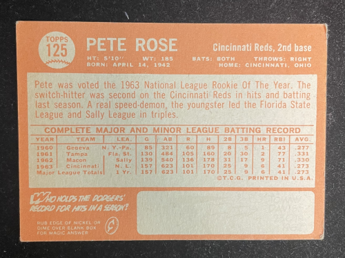 1964 Topps #125 Pete Rose 4 - VG/EX