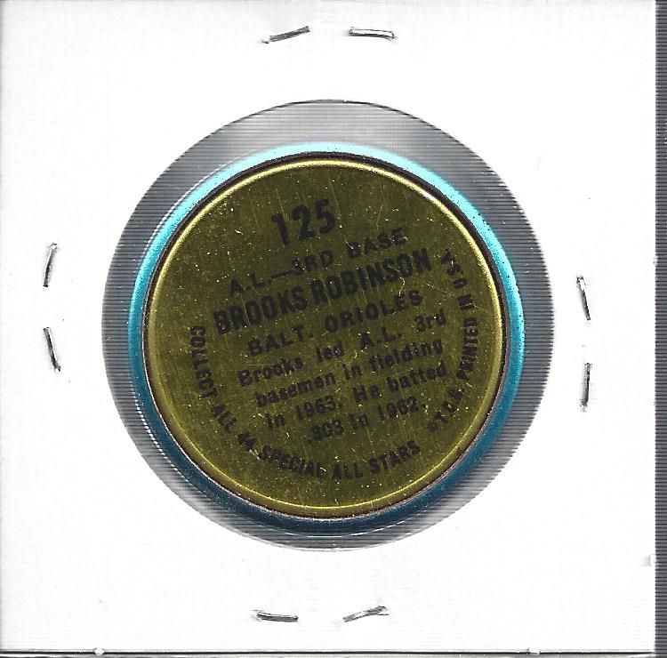 1964 Topps Coins #125 Brooks Robinson AS back image