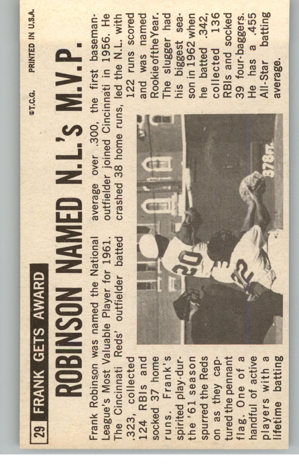 1964 Topps Giants #29 Frank Robinson back image