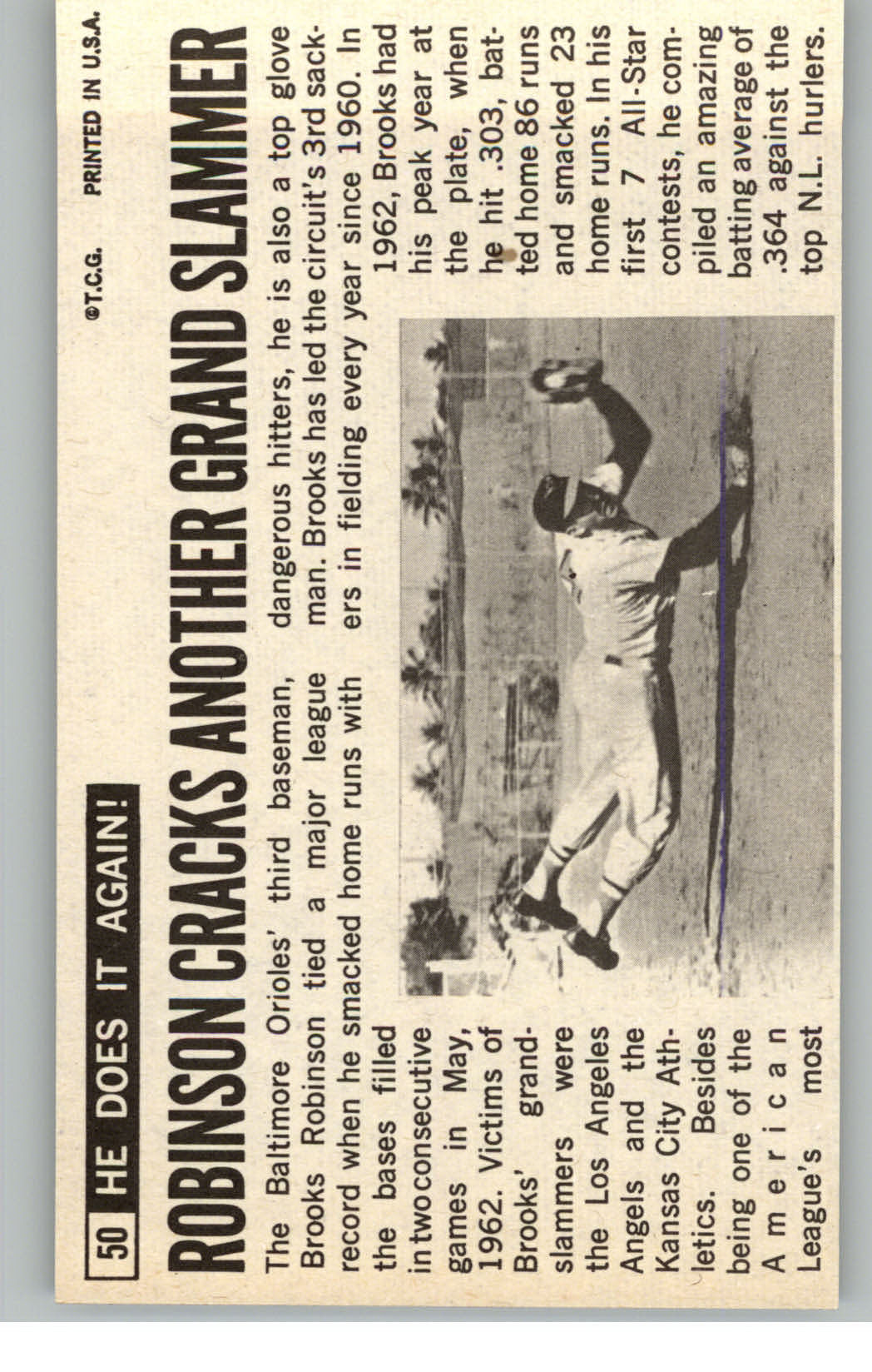 1964 Topps Giants #50 Brooks Robinson back image