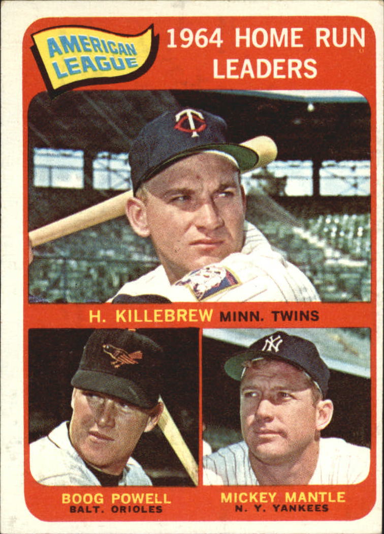 1965 Topps #3 AL Home Run Leaders/Harmon Killebrew/Mickey Mantle/Boog Powell