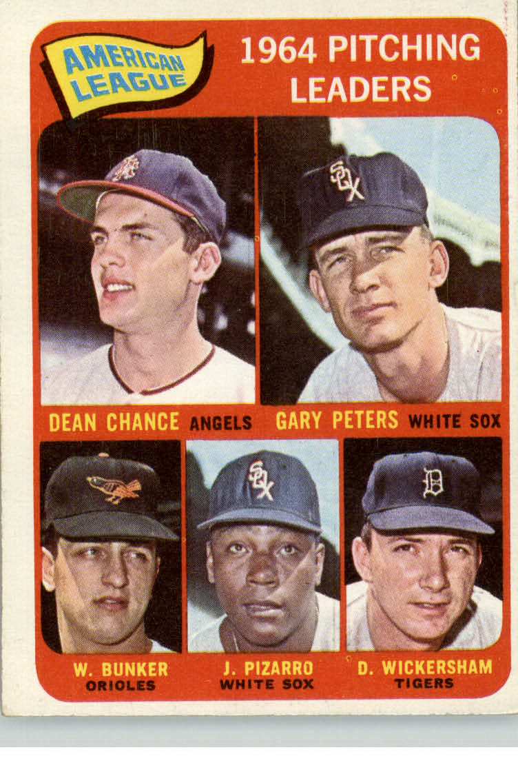 1965 Topps #9 AL Pitching Leaders/Dean Chance/Gary Peters/Dave Wickersham/Juan Pizarro/Wally Bunker